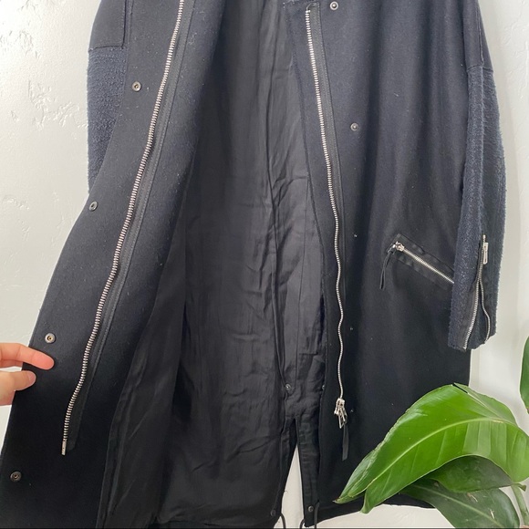 ALL SAINTS | Black Rio Wool Blend Zipper Parka Coat - Picture 7 of 13